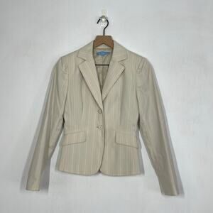 Antonio Melani Blazer Women's Size 0 Beige Striped Two-Button Work Career Casual